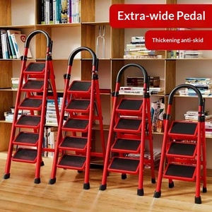 <span class=keywords><strong>Escalera</strong></span> <span class=keywords><strong>Plegable</strong></span> de Acero al Carbono con Capacidad de 150 kg, Escalón en Forma de A, <span class=keywords><strong>Escalera</strong></span> Móvil Telescópica Multifuncional para Interiores - Product Image 3