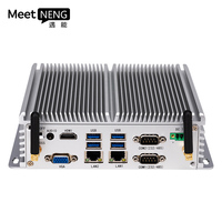 MeetNeng vente à chaud Mini Pc industriel sans ventilateur entièrement en aluminium anti-poussière boîte d'ordinateur de bureau intégré Pc