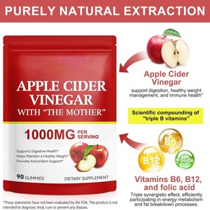 Gummies au vinaigre de cidre de pomme : Complément alimentaire pour la santé immunitaire, l'énergie <span class=keywords><strong>et</strong></span> le bien-être, avec prébiotiques <span class=keywords><strong>et</strong></span> probiotiques à base de plantes - Product Image 2