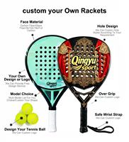 Raquette de padel professionnelle de haute qualité Qingyu Sport, raquette de tennis en fibre de carbone, raquettes en forme de diamant avec filet en polyester