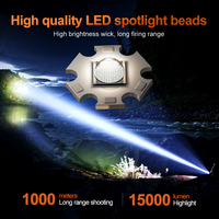 Lampes de poche à grande capacité de batterie, 15 000 lumens, ultra brillantes, lumière latérale RVB, alliage d'aluminium, longue durée de fonctionnement