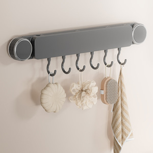 Suction Cup Knife Holder Wall Mounted With Hooks For Kitchen Utensil Storage Gray - Product Image 3