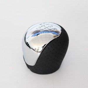 Leather Gear <b>Shift</b> <b>Knob</b> For Hyundai Ergonomic Design Chrome Finish Car Manual Transmission Shifter Handle - Product Image 4