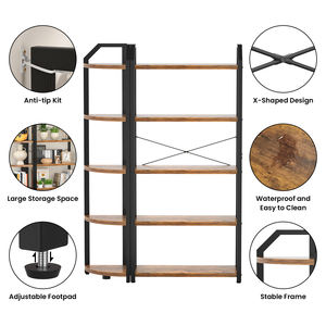 Scaffali in MDF reversibili a 5 livelli con libreria a doppia larghezza e alta con 2 scaffali aperti per soggiorno a casa ufficio - Product Image 5