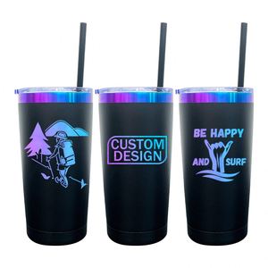 Gobelet de 20 oz plaqué bleu violet, gravé au laser sur mesure, avec couvercle coulissant - Product Image 1