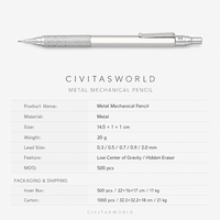 Lápiz Mecánico de Metal 0.3 0.5 0.7 0.9 2.0mm con Centro de Gravedad Bajo para Dibujo, Logotipo Personalizado