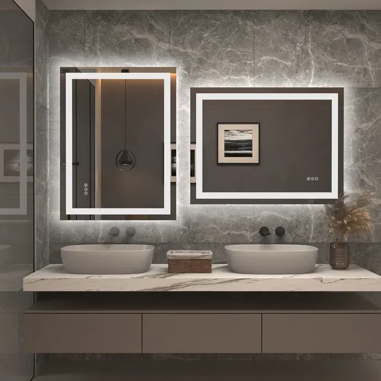 Vetro temperato ovale di lusso senza cornice intelligente da bagno con montaggio a parete smart antifog touch screen specchio da bagno