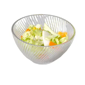 Commercio all'ingrosso cucina cristalleria della banda rilievo ciotola di insalata di vetro set, di vetro che serve ciotola di miscelazione