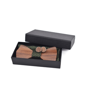 Đôi Hai Mặt Cắt 3D Cứu Trợ <span class=keywords><strong>Bow</strong></span> Tie Rắn Gỗ Bowtie Khăn Tay Cufflink Set Cho Nam Giới Kinh Doanh Hoặc Món Quà Cưới - Product Image 2