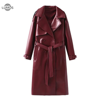 Manteau Trench Lumos Printemps Nouvelle Collection Simple Décontracté Ample Double Boutonnage Ceinturé à Revers Mi-longueur Personnalisation du Logo Disponible