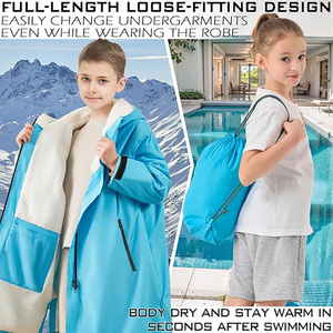 Kids Long Sleeve Changing Robe Fleece Lined Windproof Outdoor Swim Surf &amp; Sports <strong>Coat</strong> for Boys &amp; Girls <strong>Beach</strong> Towel Swim Robe - Product Image 4