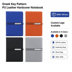Diario/Agenda A5 de Cuero PU con Diseño Griego, Tapa Dura, Logotipo Personalizado, Cierre Metálico Plateado, Organizador/Planificador, 100 Hojas, Venta al Por Mayor - Product Image 1