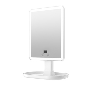 Miroir de maquillage LED carré avec base de rangement, miroir de table à écran tactile à intensité variable pour la beauté et les cosmétiques - Product Image 5