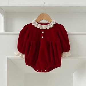 Vestido Rojo con Cuello de Encaje para Niña, Abrigo de Bebé, Ropa de Hermanas, Otoño - Product Image 6
