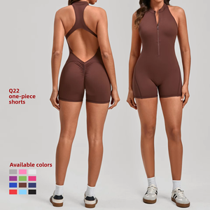 Pantaloni Sportivi da Yoga Aderenti Senza Cuciture con Zip per <span class=keywords><strong>Donna</strong></span>, Effetto Push-Up, Asciugatura Rapida, <span class=keywords><strong>Tuta</strong></span> Fitness Plissettata - Product Image 1