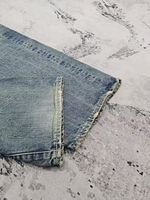 Bottes courtes pour hommes sur mesure, vintage, en denim indigo coupe droite, coupe-vent, écologiques, délavées aux enzymes, effet vieilli, avec ourlet de poche