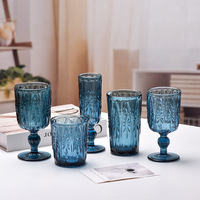 Usine en gros soufflé à la main écologique style européen gaufré gobelets en verre épaissi 301-400ml capacité fête vin rouge