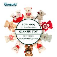 Cadeaux personnalisés pour la Saint-Valentin, ours en peluche, jouets en peluche, jouets d'amour en peluche, logo, position assise, ours en peluche brun, cœur d'amour en peluche
