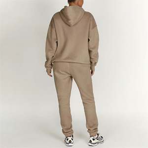 Conjuntos de pantalones de sudadera y sudadera unisex de gran tamaño de alta calidad OEM, conjuntos deportivos personalizados en blanco con su logotipo para mujer, dos piezas - Product Image 3