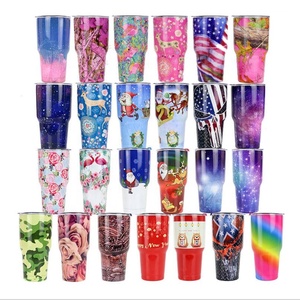 30oz đôi tường RTIC thép không gỉ cách nhiệt stemless Tumbler với rơm và bàn chải Flamingo Cup 30oz - Product Image 5