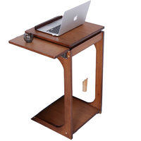 Table d'appoint mobile en forme de C en bambou Petit bureau mobile Table basse pour salon chambre à coucher Bureau d'ordinateur à domicile