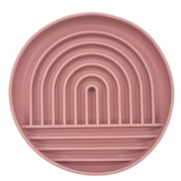 Bol de nourriture pour chien et chat en silicone à rainures rondes arc-en-ciel, enrichissement alimentaire, bol de nourriture lente pour chien