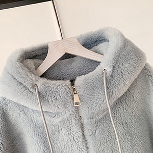 Manteau en <span class=keywords><strong>fourrure</strong></span> de daim 100% laine, fermeture éclair <span class=keywords><strong>lisse</strong></span> de haute qualité vestes en vraie <span class=keywords><strong>fourrure</strong></span> pour femmes avec capuche pour dames - Product Image 4