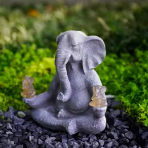 Garden ORNAMENT Art STATUE CUSTOM SCULPTURE Religious Figurine Polyresin Meditate Elephant Resin Crafts