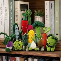 Série de poupées légumes en coton tricoté et crochetées à la main, style magazine étranger, ornements de bureau, décoration intérieure, breloques de sac, 14+ Maternité