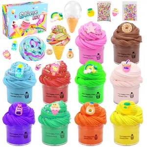 15*50ml bọt đất sét thân thiện với môi không độc hại tự làm bơ Slime Ice Cream Set Fluffy 10 loại màu sắc playdough Slime làm Kit