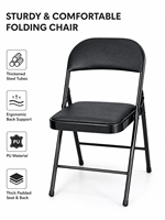 Chaise pliante portable avec siège et dossier rembourrés en PU, structure en acier renforcé, design peu encombrant pour les événements de bureau