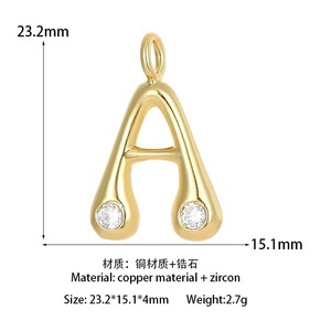 DIY Letter Pendant 18k Gold Plated Copper Alphabet Charm For Necklace Making Jewelry Findings Mixed Shapes - Product Image 2