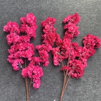O-315 Décoration de mariage personnalisée OEM, branches de cerisier japonais artificielles en soie rouge rose vif de 1 m de long