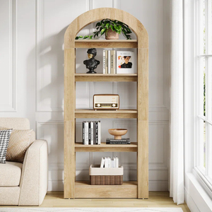 BSCI Factory Direct New Design 5-Tier Tall Arched Bookcase, Modern <b>Open</b> <b>Bookshelf</b> for Home Office, Bedroom, Living Room - Product Image 2