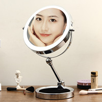 Nouveau miroir de maquillage pliable avec cadre métallique, éclairage LED double face, bande lumineuse intelligente, interrupteur tactile, grossissement 5X-10X