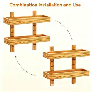 Étagère murale de cuisine en bois massif à 3 niveaux, réglable, polyvalente pour articles divers - Product Image 3