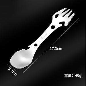 Outdoor Stainless Steel Spoon Fork Multifunctional Camping Utensil With Bottle Opener Portable <b>Cutlery</b> For Hiking <b>Travel</b> - Product Image 3