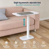 Table basse réglable en hauteur pneumatique, table d'appoint moderne à une seule jambe avec vérin à gaz en métal pour salon, petit espace