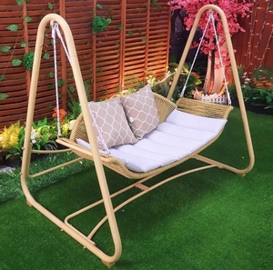 Balançoire de jardin double intérieure/extérieure de style moderne avec panier suspendu <span class=keywords><strong>hamac</strong></span> de patio <span class=keywords><strong>en</strong></span> fer pour chambre, balcon et cour - Product Image 3