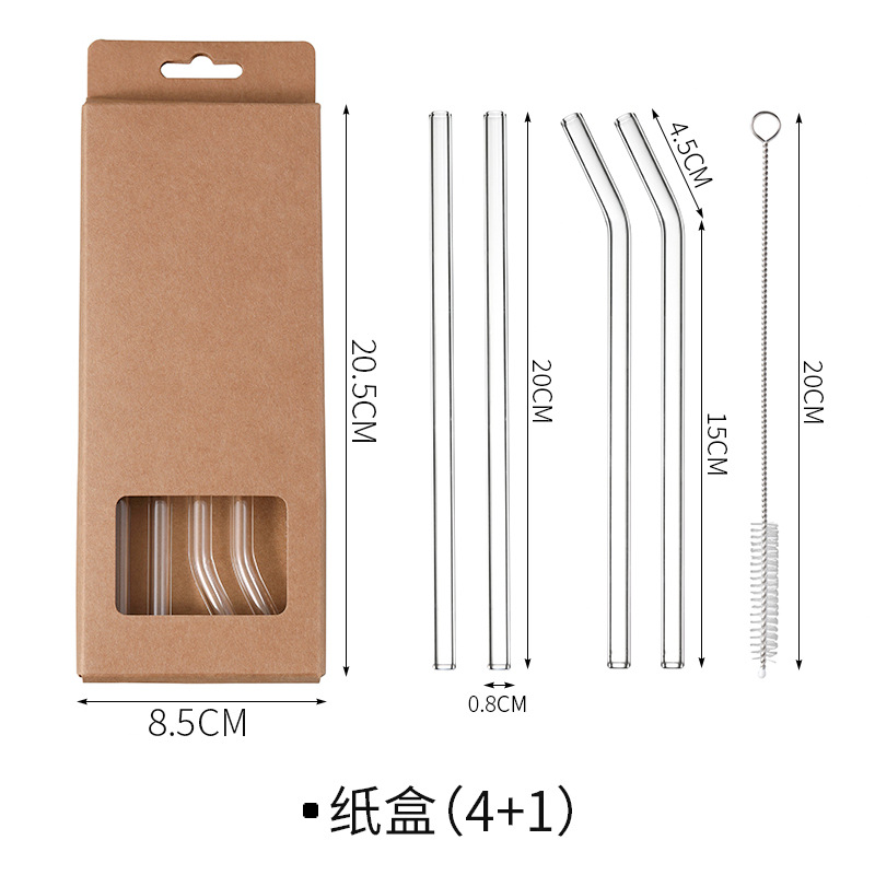 Cardboard box packaging - [4 straws, 1 cleaning brush]