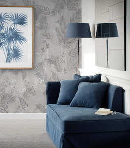 Mural de Pared Personalizado al por Mayor con Hojas de Helecho Tropicales en Rosa y Marrón Suave, Decoración Botánica para Dormitorio Principal y Suites de Hotel - Product Image 2