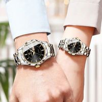 Montre de couple BINBONG B5552, cadran diamanté tendance, calendrier hebdomadaire lumineux, montre à quartz pour amoureux, nouvelle montre de couple, Relogio Masculino