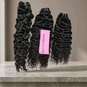 Extensions de cheveux humains Remy vierges indiens en gros, ondulés profonds, raides crépus, non traités, avec cuticules alignées, pour tressage - Product Image 1