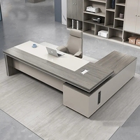 Bureau de direction moderne de luxe en forme de L avec armoire latérale pour suite de direction