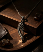 Collier pendentif ailes d'ange en diamant avec chaîne en titane style bambou pour homme et femme, cadeau rétro