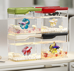 Multi-Functional Goldfish Tank Small Household Plastic <b>Aquarium</b> with <b>Light</b> Beautiful Desktop Landscape for Living Room Pet Cage - Product Image 5
