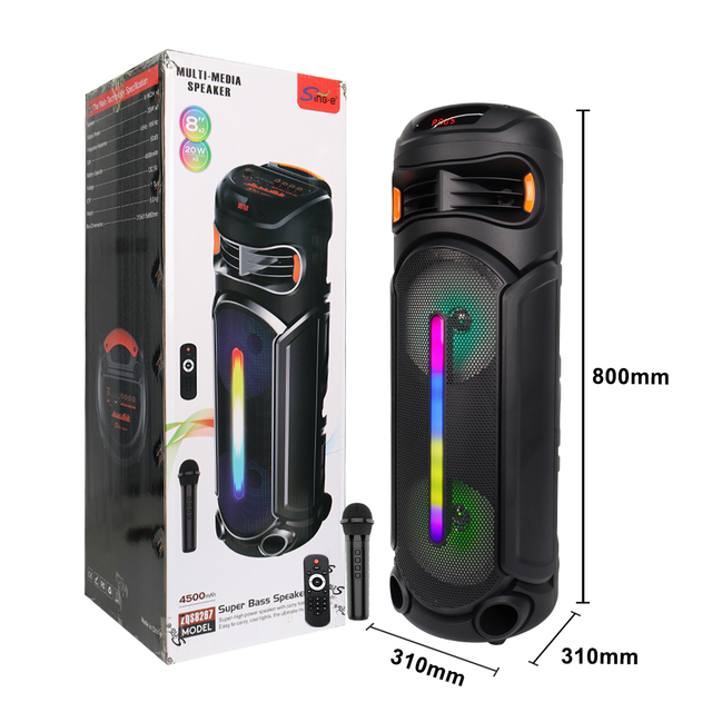 SING-E ZQS7628X Factory Price RGB Color Effect Portable Karaoke  Speaker Wireless BT Party DJ Speaker