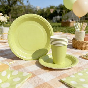 DAMAI - Vajilla de Papel de Color Sólido para Fiestas, Juego de Vajilla Desechable de Color Liso, Platos de 7 y 9 Pulgadas, Vasos de Papel, Servilletas - Product Image 1