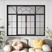 Ventana de Hierro Forjado Estilo Francés Vintage, Insonorizada, Decorativa, con Forma de Arco para Cocina o Dormitorio
