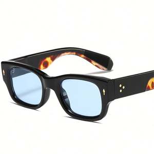 Lunettes de soleil carrées UV400 personnalisées avec logo, style vintage, rivets, branches larges, punk, bicolores, pour hommes et femmes - Product Image 1